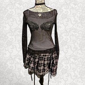 Killstar Devil Fashion Mesh Top with Skeleton Hands